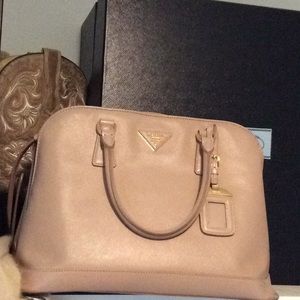 Prada top handle in cameo